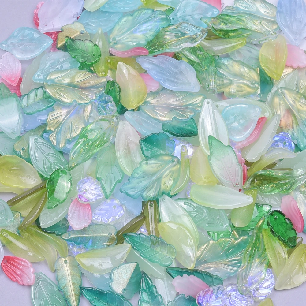 30pcs 고품질 유리 잎 구슬 잎 모양의 구슬 보석에 대 한 느슨한 스페이서 비즈 DIY 팔찌 귀걸이 액세서리 만들기