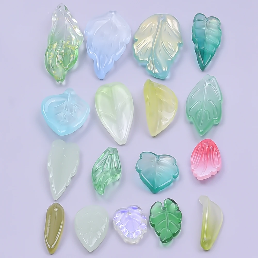 30pcs 고품질 유리 잎 구슬 잎 모양의 구슬 보석에 대 한 느슨한 스페이서 비즈 DIY 팔찌 귀걸이 액세서리 만들기