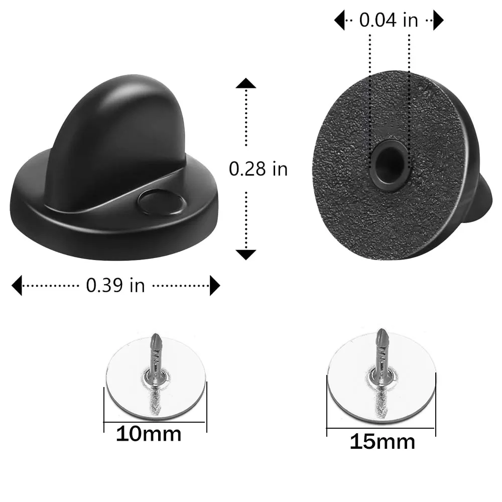 50pcs 블랙 PVC 고무 핀 백업 나비 클러치 타이 압정 옷깃 홀더 걸쇠 핀 캡 키퍼 유니폼 배지 교체