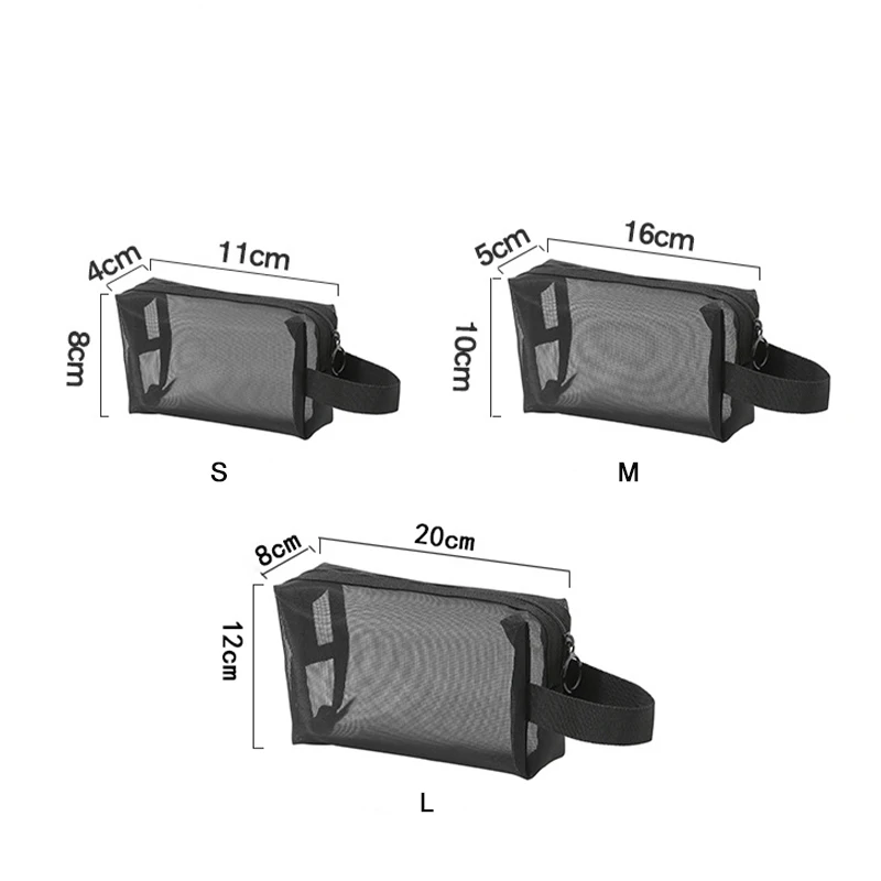 블랙 레이어 여행 화장품 가방 대용량 메쉬 메이크업 가방 메이크업 보관 주머니 여행 세면 용품 화장품 보관 가방