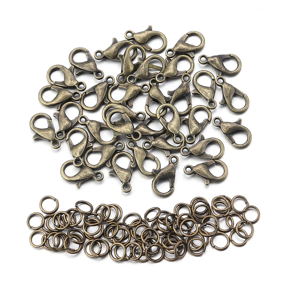 50 개/몫 점프 링이있는 금속 랍스터 걸쇠 후크 목걸이 결과 용 엔드 걸쇠 커넥터 Diy 쥬얼리 액세서리 만들기