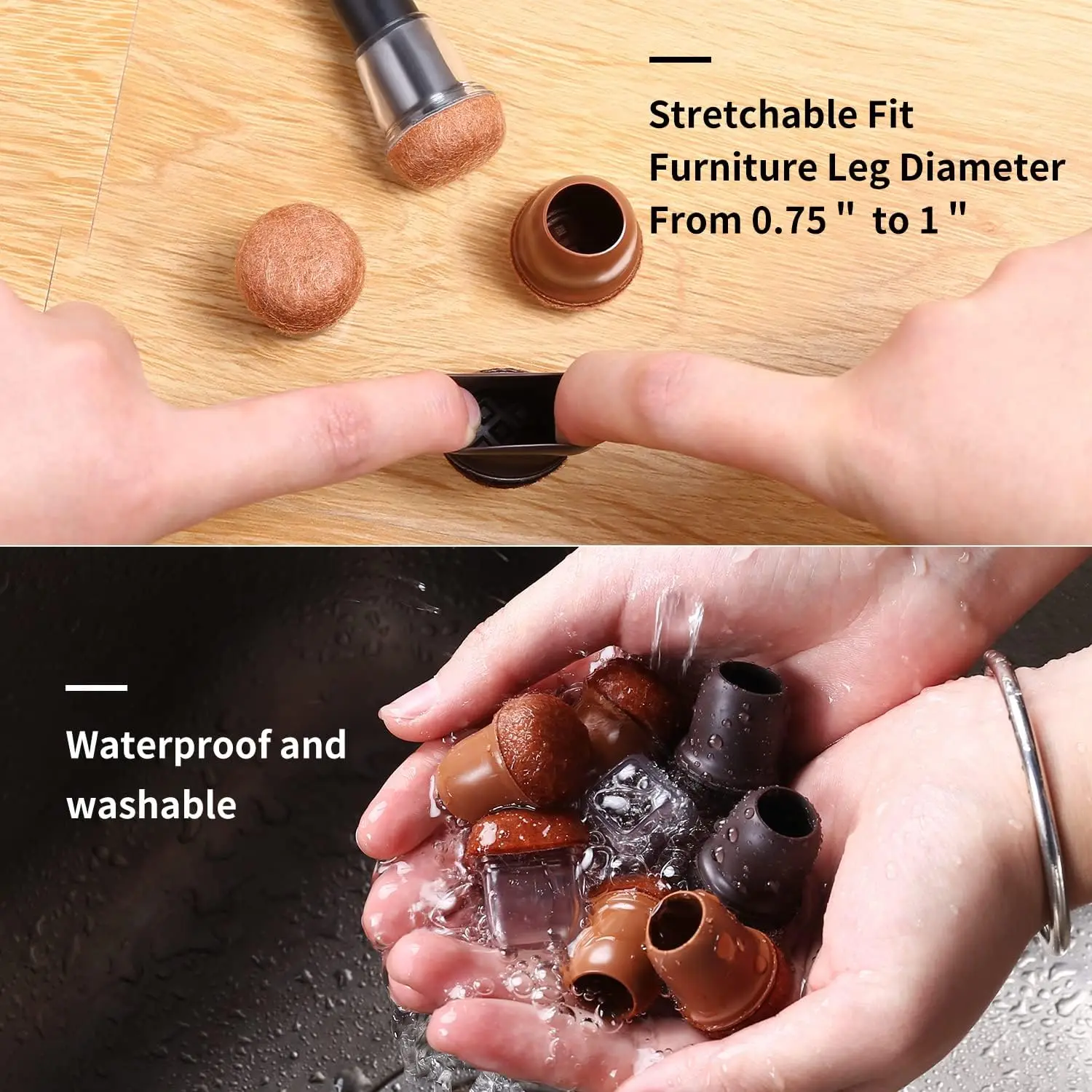 8PCS 검은 의자 다리 보호대 발 커버 두꺼운 랩 펠트 패드와 대각선 실리콘 가구 테이블 피트 바닥 보호