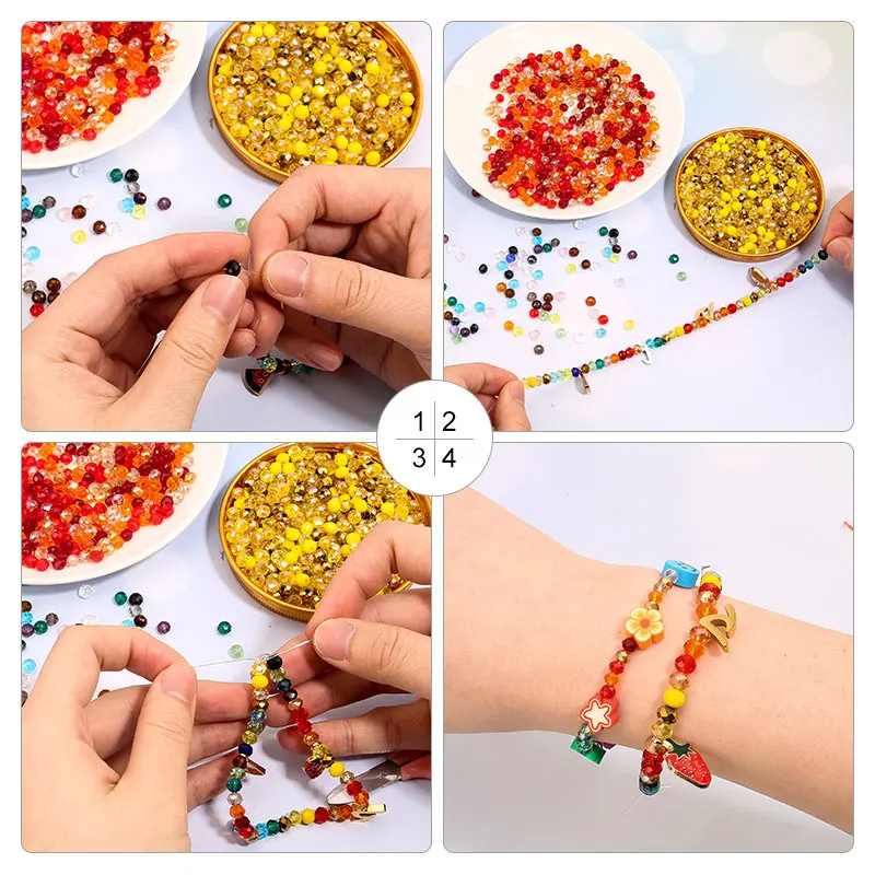 3*4mm 4*6mm Rondelle면 처리 된 유리 구슬 보석에 대 한 느슨한 스페이서 크리스탈 라운드 구슬 DIY 목걸이 팔찌 액세서리 만들기