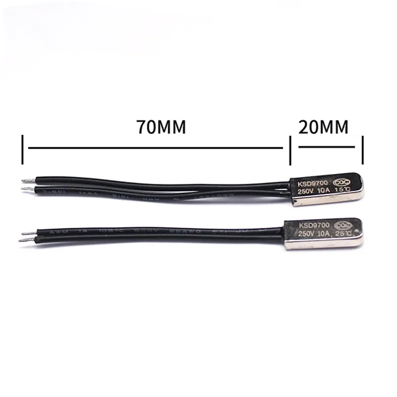 KSD9700 250V 5A 85C 95C 45-145 섭씨 정상 폐쇄 개방형 바이메탈 디스크 온도 스위치 온도 조절기 열 보호기