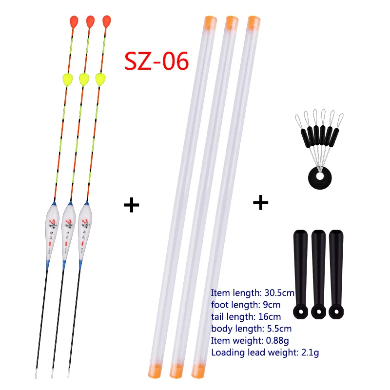 3pcs 낚시 수레 + 3 플로트 튜브 + 3 플로트 홀더 + 1 공간 콩 나노 부표 이동식 비즈 테일 Bobber 낚시 태클 액세서리