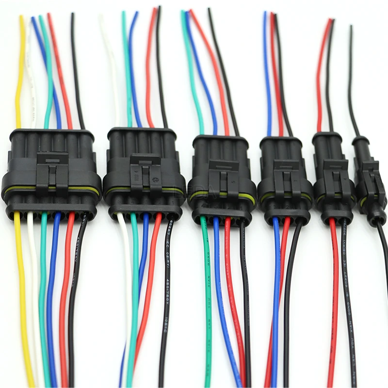 1 세트 1P 2P 3P 4P 5P 6P 방식 방수 전기 자동 커넥터 자동차 오토바이 용 와이어 케이블 하네스가있는 남성 여성 플러그