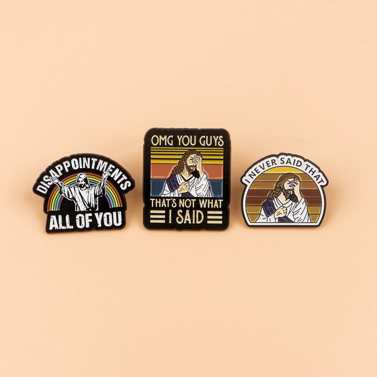 빈티지 나는 결코 재미 있은 예수 에나멜 핀 브로치 소나무 옷깃 핀 배지 배낭 의류 액세서리 패션 쥬얼리