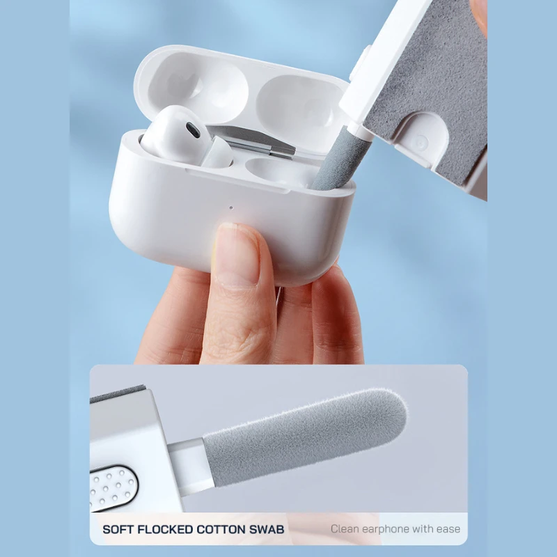 컴퓨터 키보드 클리너 브러시 이어폰 청소 펜, 헤드셋, iPad 휴대폰 청소 도구, 키캡 풀러, 8 in 1 청소 키트