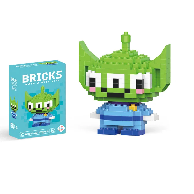 디즈니 작은 세분화 된 건물 모델 장난감 만화 캐릭터 스티치, 스폰지 밥 미니 블록 장난감 어린이를위한 크리스마스 선물