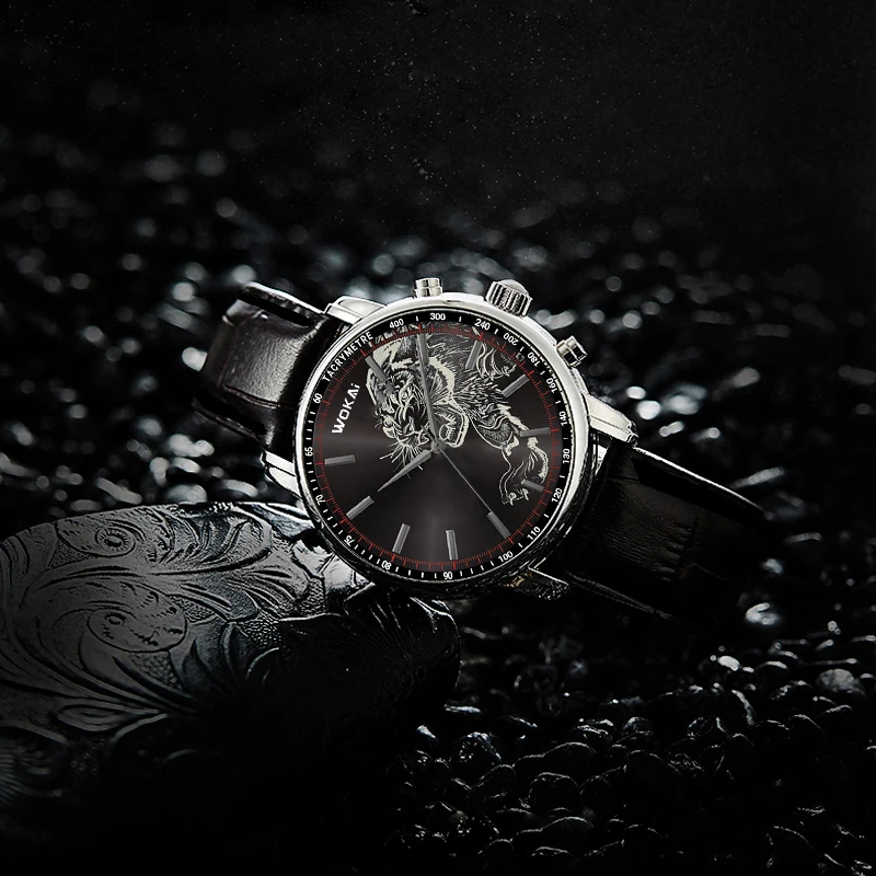 세련된 캐주얼 남성 스타일과 여유로운 스트랩 시계 세 눈 여섯 바늘 레저 패션 활동 시계, 쿼츠 시계