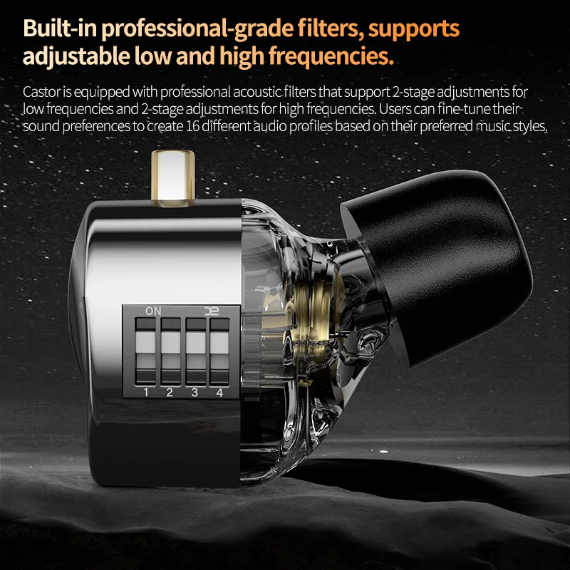 KZ Castor In Ear HiFi 이어폰 2 다이나믹 하이 엔드 조정 가능한 밸런스드 아마츄어 이어폰 모니터 헤드폰 취소 이어 버드