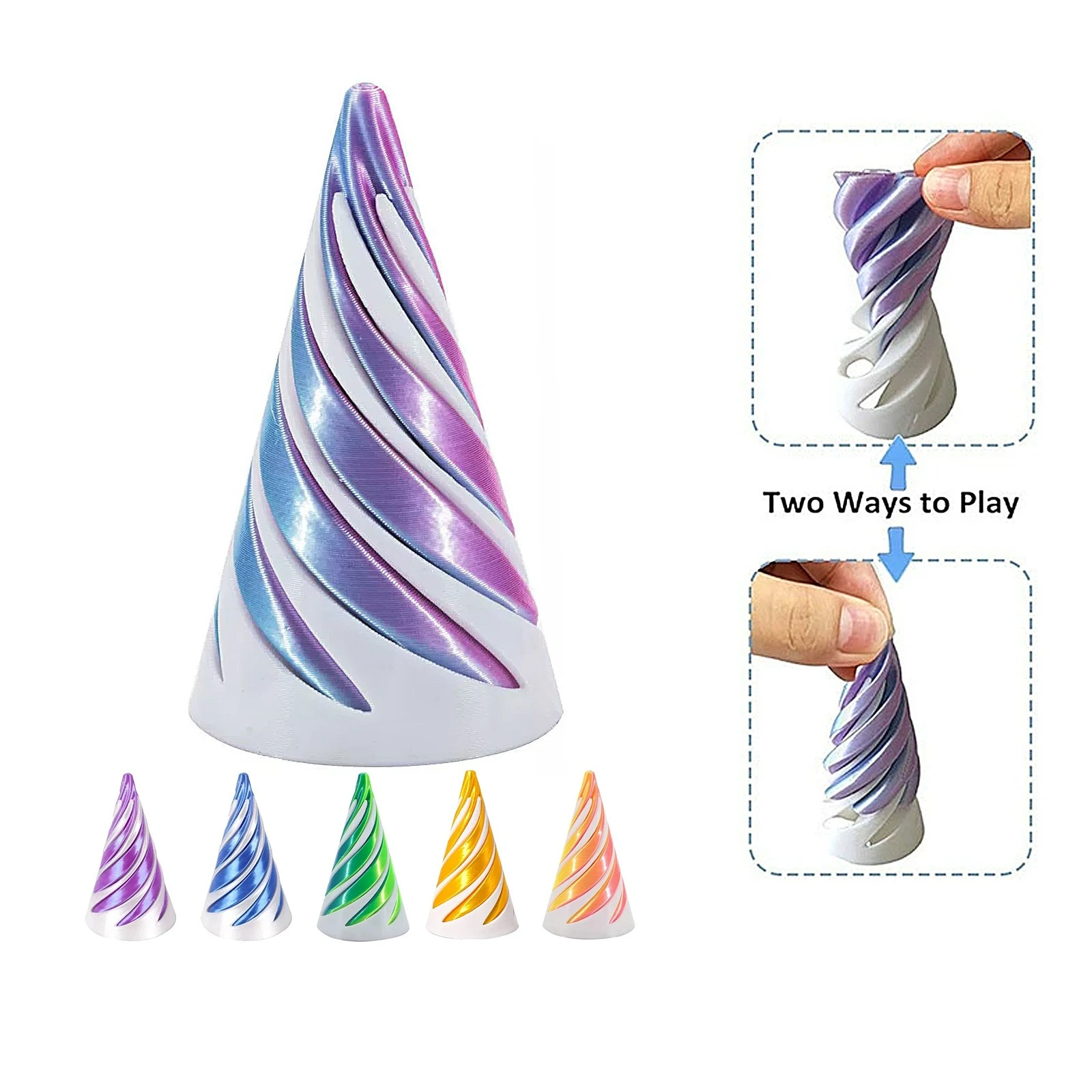 3D 인쇄 나선형 콘 장난감 불가능한 피라미드 패스스루 조각 피라미드 장난감 미니 소용돌이 스레드 환상을 통해 패스
