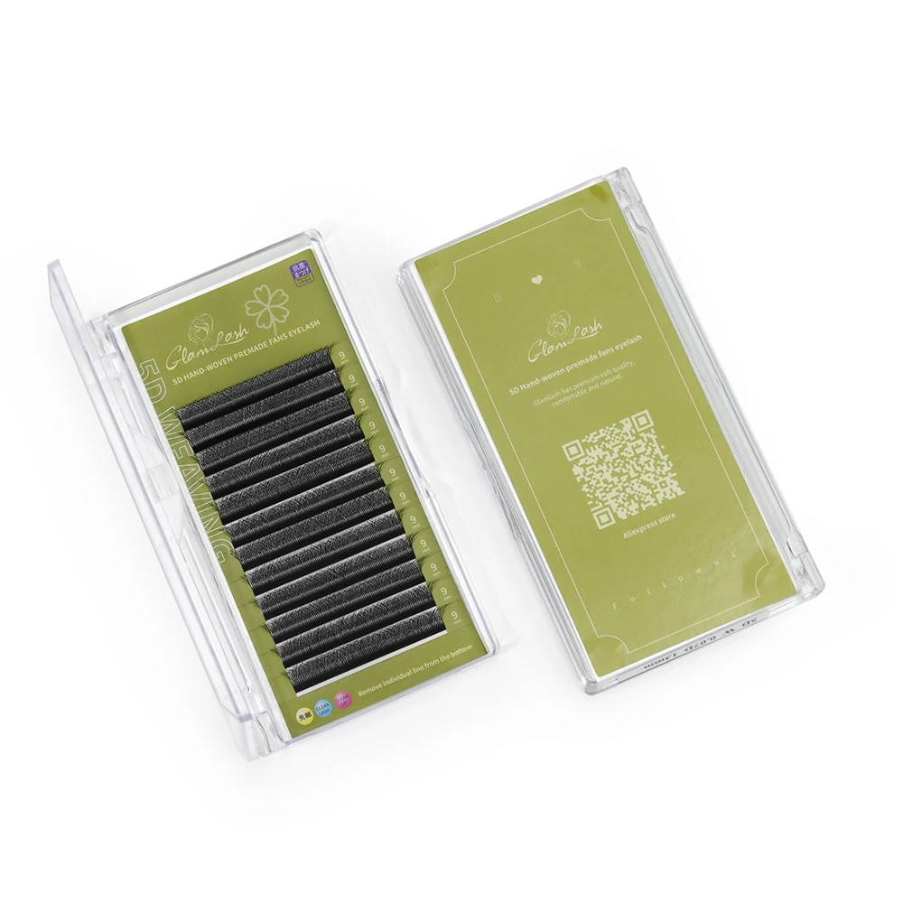 GLAMLASH 4D5D W 스타일 플라워 래쉬 미리 만들어진 볼륨 팬 속눈썹 연장 자연 소프트 라이트 래쉬 W 모양