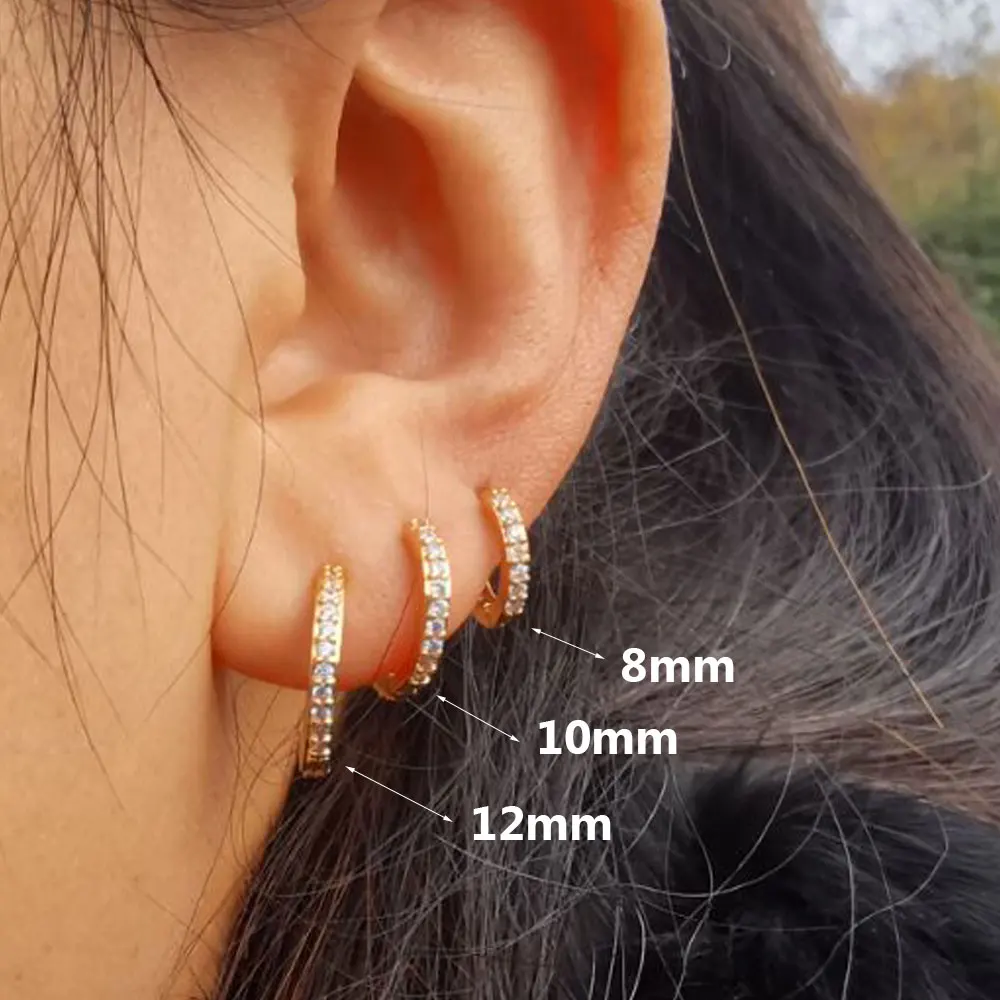 1 Pcs 여성을위한 패션 절묘한 크리스탈 지르콘 후프 귀걸이 레인보우 연골 헬릭스 Tragus 귀걸이 스터드 바디 피어 싱 쥬얼리