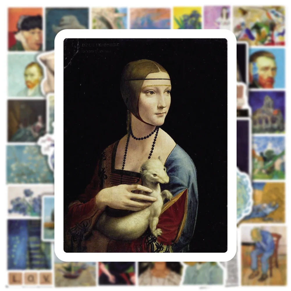 빈티지 페인팅 PVC 스티커, 미적 어린이 장식 스크랩북, 한국 문구류, 어린이 학교 용품, 10 개, 30 개, 50 개