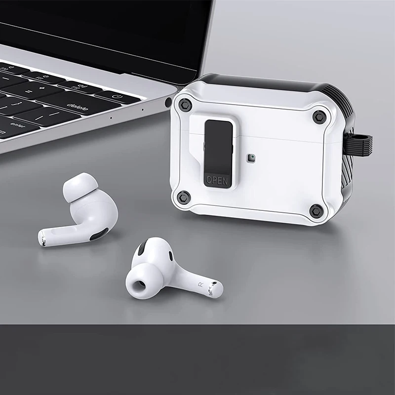 AirPods Pro 2 3 케이스용 보안 잠금 커버 AirPods Pro2 Pro 2세대 2023 케이스 Airpods 4 4th 3 Fundas용 충격 방지 커버
