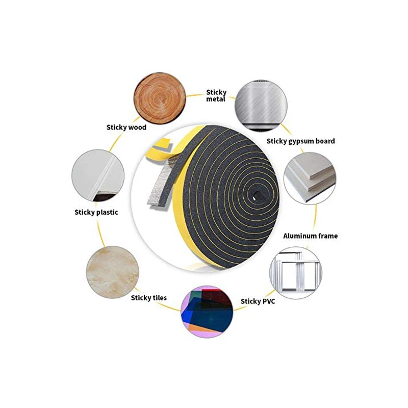 1 롤 1-10mm 두께 강한 접착 EVA 검정색 스폰지 폼 고무 테이프 충돌 방지 씰 스트립 폭 5-40mm방음 스트립