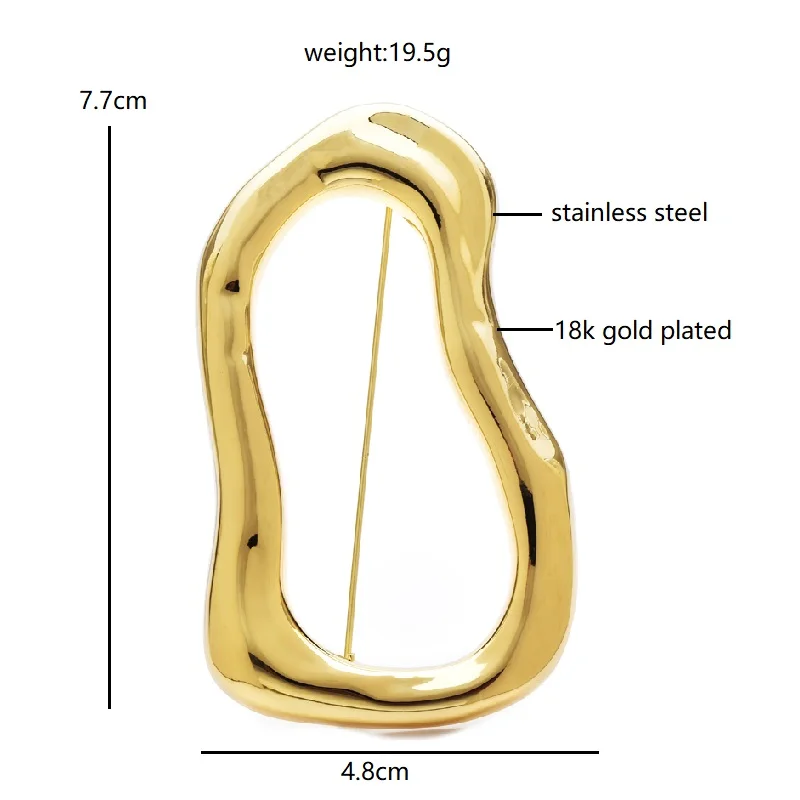 Wuli & baby 스테인레스 스틸 빅 서클 브로치 핀 여성용 남성용 2 색 모든 경기 기하학 브로치 선물