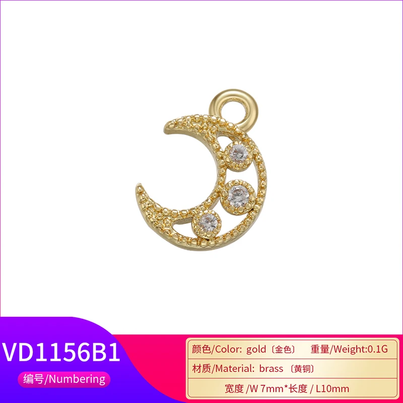 ZHUKOU 여성용 골드 컬러 썬문 미니 참, 수제 귀걸이 목걸이, 쥬얼리 액세서리 공급, 도매 VD1147