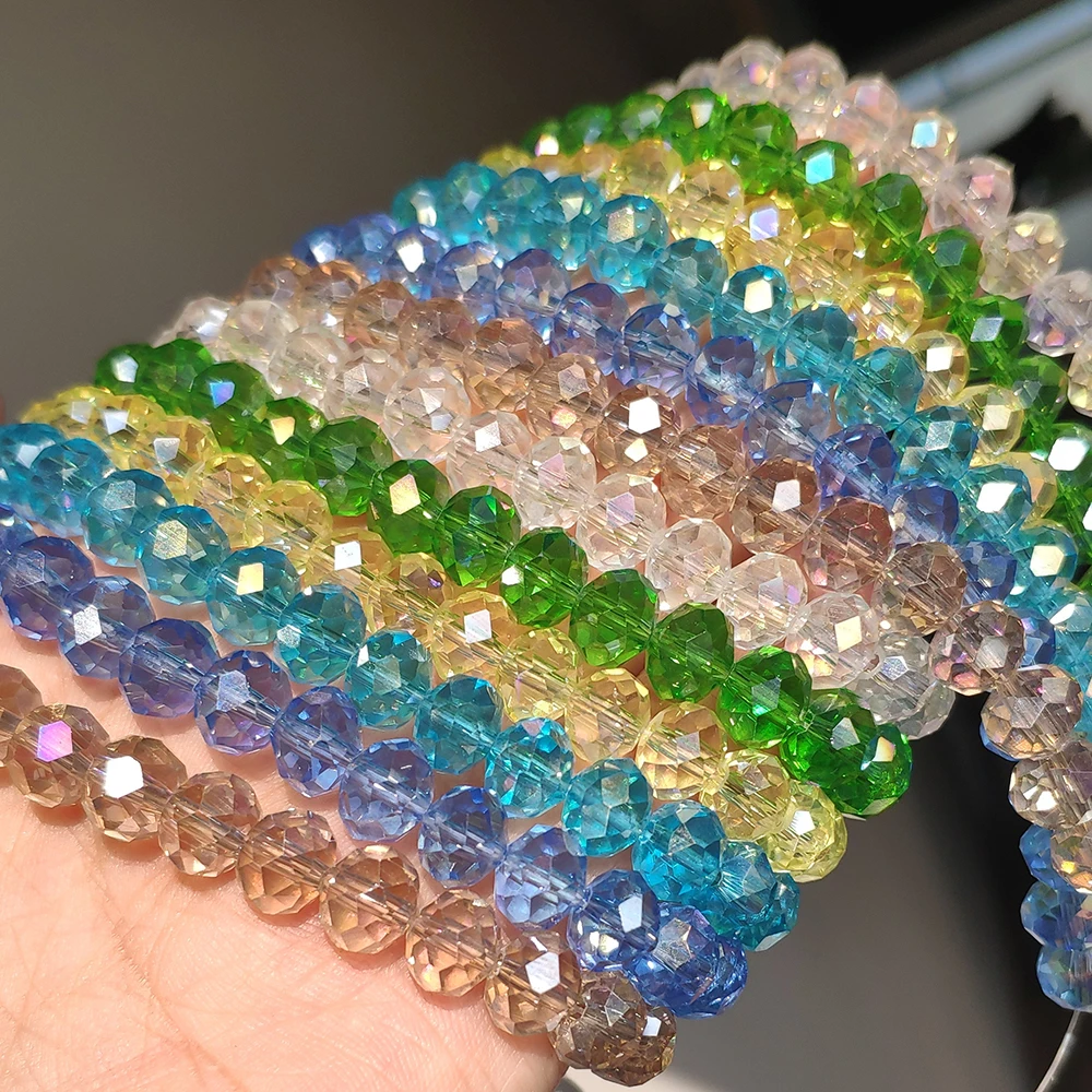 팔찌에 대 한 유리 구슬 3/4/6/8mm면 처리 된 여러 가지 빛깔의 오스트리아 크리스탈 라운드 루즈 비즈 보석 만들기 Diy 팔찌 스트랜드