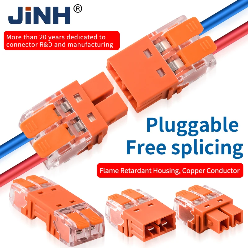 JINH 10Pcs CMK 64 퀵 레버 와이어 커넥터 컴팩트 플러그 남성 여성 터미널 범용 블록 용 2/3 In 및 2/3 Out