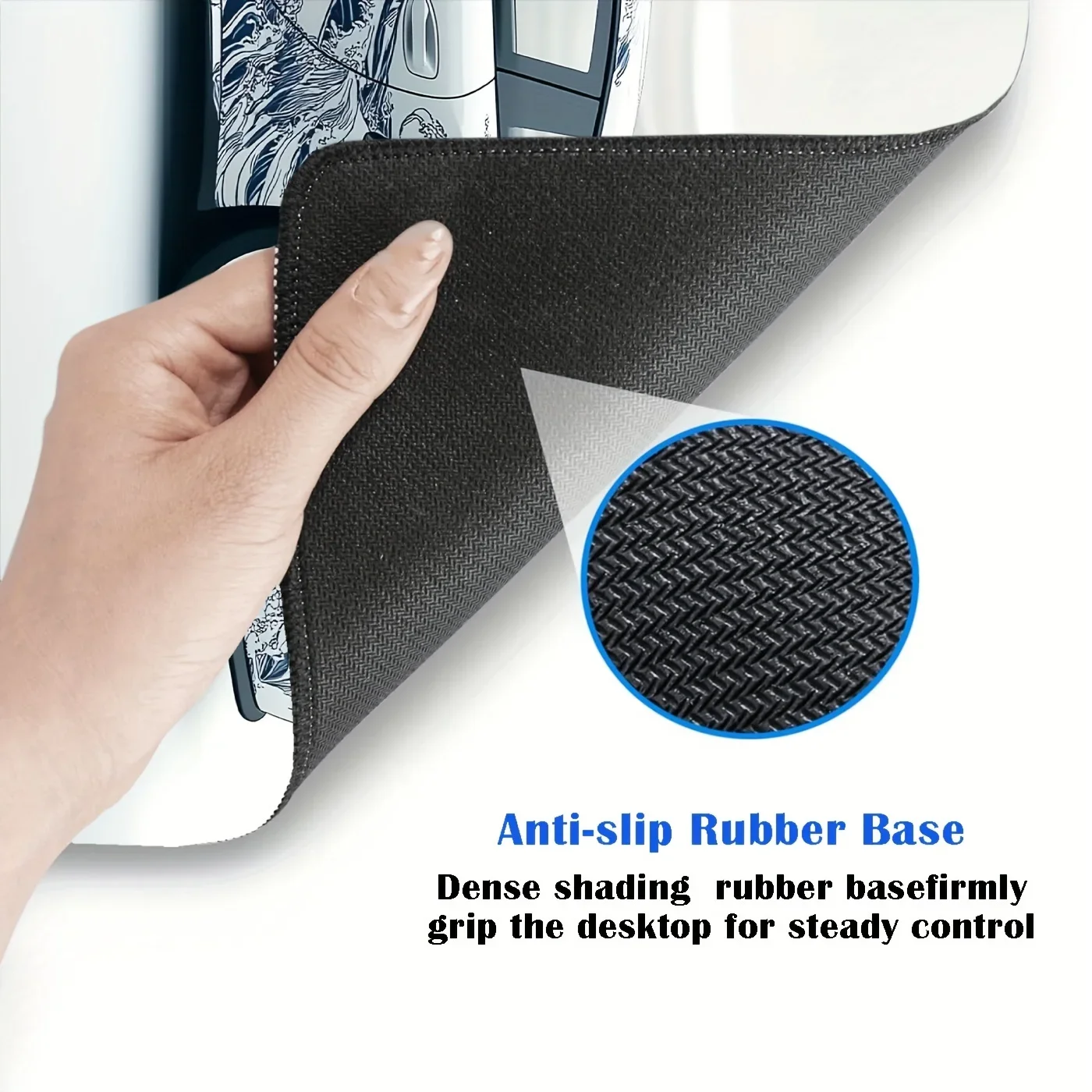 대형 흰색 럭셔리카 로고 디자인 게이밍 마우스 패드, 미끄럼 방지 고무 베이스, 확장 데스크 매트, 게이머 사무실 컴퓨터 액세서리