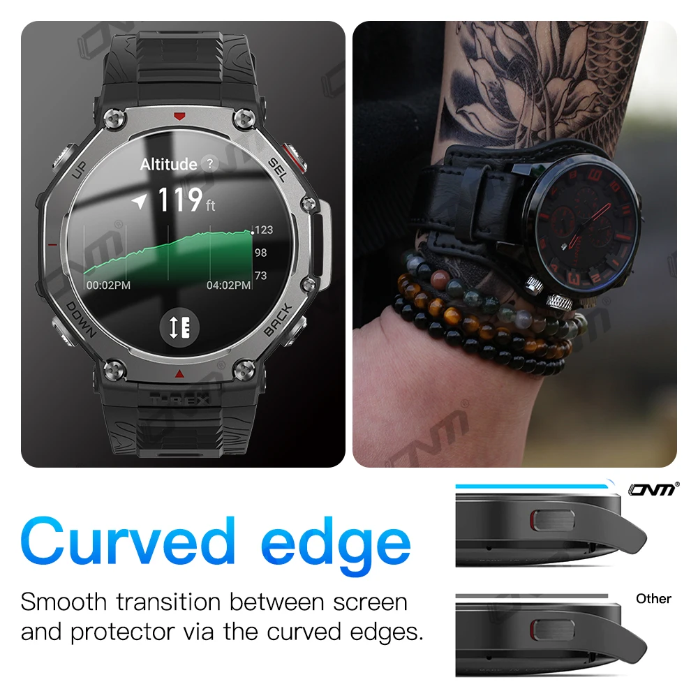 Amazfit T-Rex 3 스크린 보호대 강화 유리 스크래치 방지 필름, 9H 경도, Amazfit Trex 3 액세서리