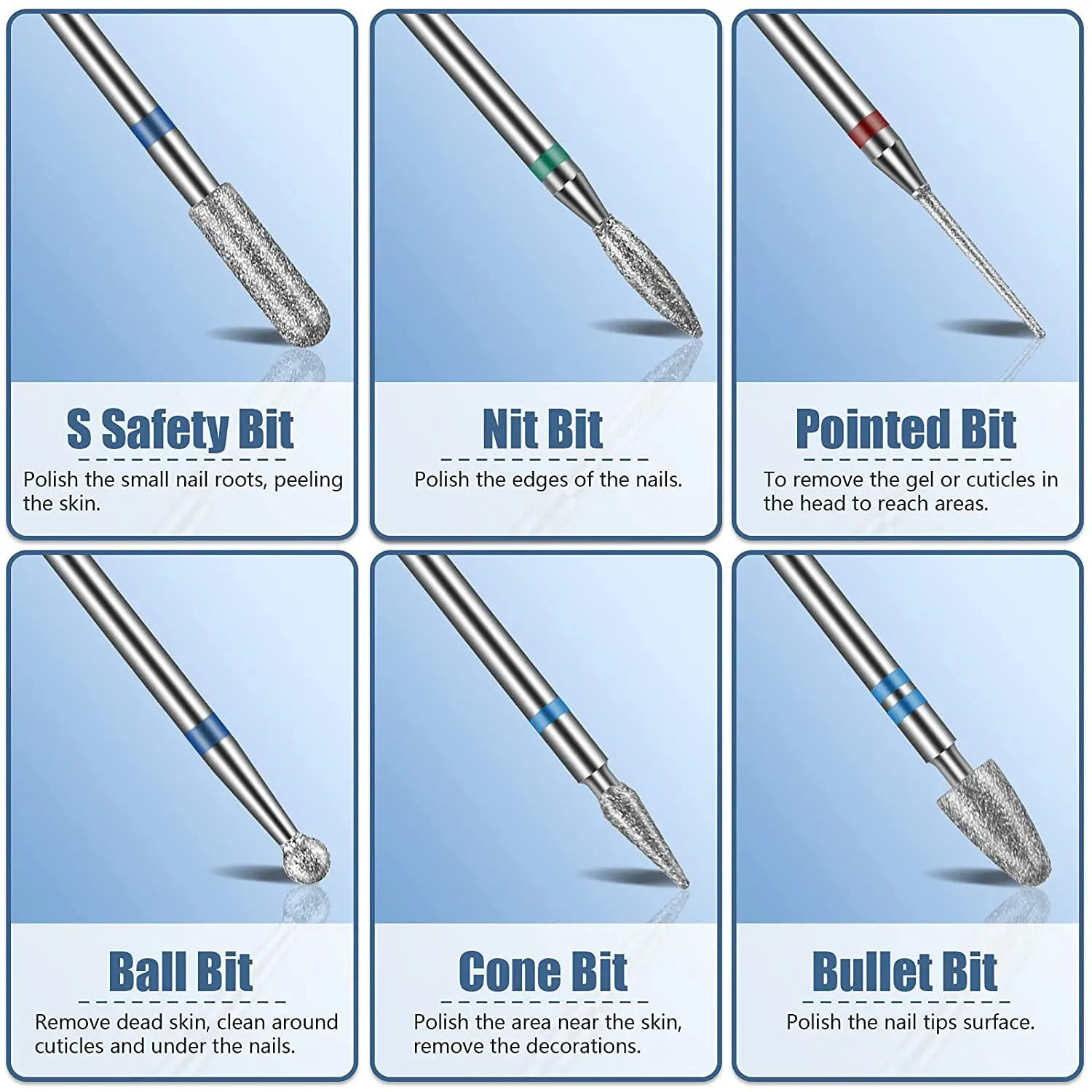 13PC 매니큐어 헤드 밀링 커터 세트, 네일 뷰티 디버링 젤 데드 스킨, 자동 연마 기계 액세서리에 사용