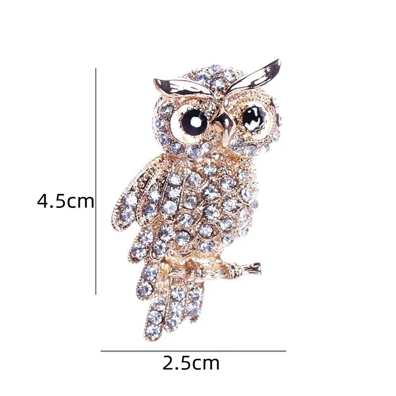 섬세한 크리스탈 눈 올빼미 브로치 한국어 아연 합금 모조 라인 석 블루 브로치 배지 핀 여성 선물 액세서리 쥬얼리