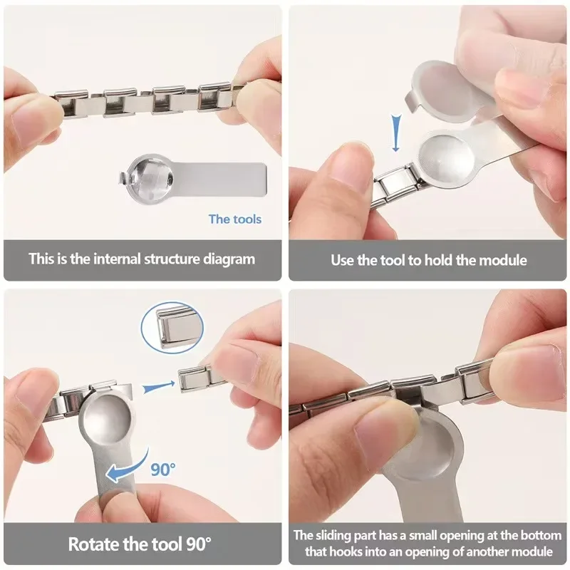 패션 스테인레스 스틸 탄성 이탈리아어 링크 매력 팔찌 9mm 너비 남성 여성을위한 심플한 디자인 팔찌 DIY 만들기 보석