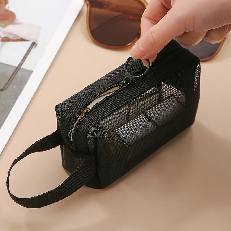 블랙 레이어 여행 화장품 가방 대용량 메쉬 메이크업 가방 메이크업 보관 주머니 여행 세면 용품 화장품 보관 가방