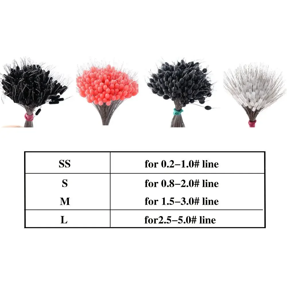 원통형 타원형 고무 스토퍼 낚시 커넥터, 낚시 플로터, 낚시 바버 스페이스 빈 실리콘, 블랙 300 개/팩