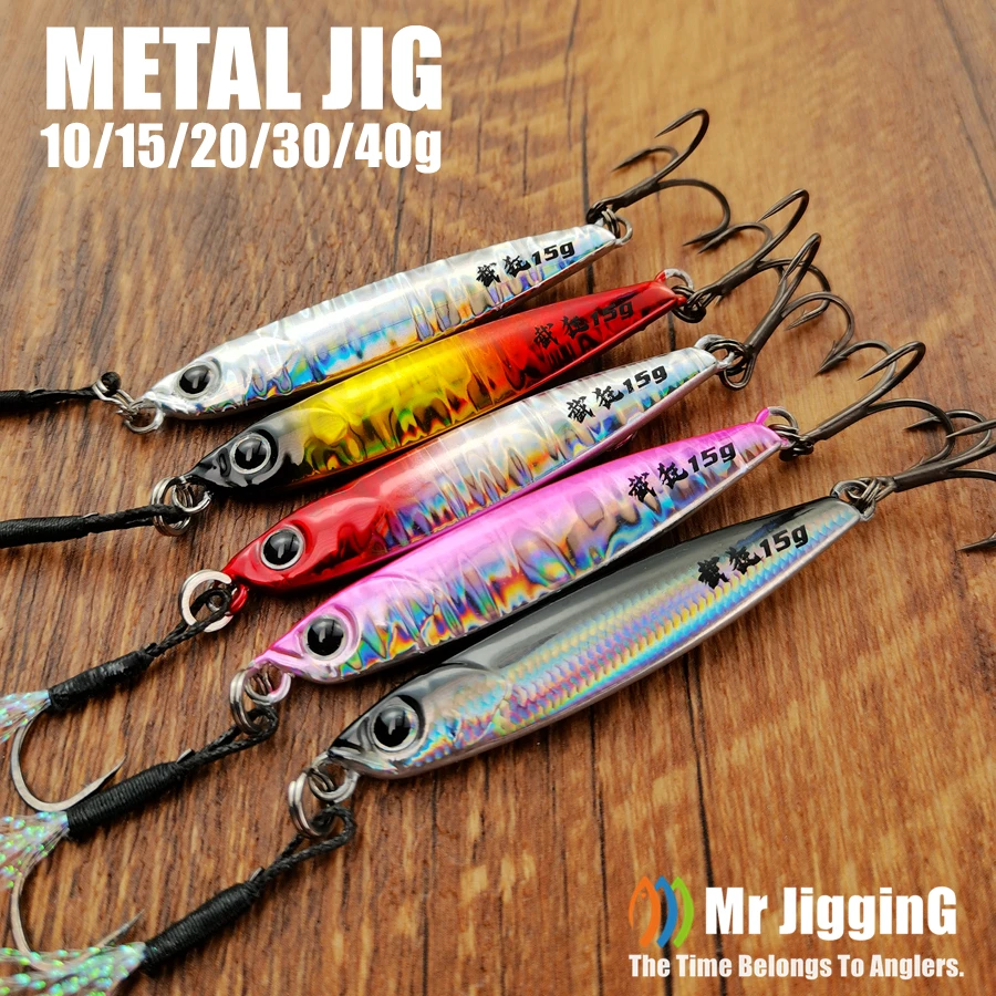 Mr JigginG 빠른 싱킹 금속 지그 루어 10/15/20/30/40g 바닷물 해안 캐스팅 낚시 농어 금속 지그 인공 미끼 태클