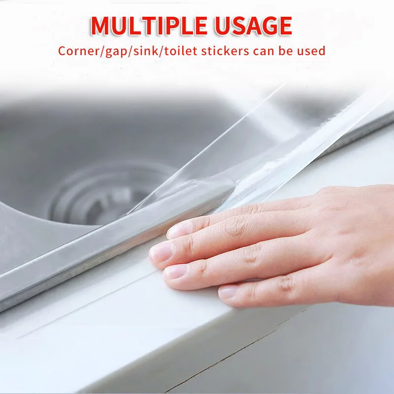 싱크 자체 접착 홈 주방 방수 투명 테이프 나노 곰팡이 강한 풀 물 인감 갭 스트립 실리콘 스티커 도구