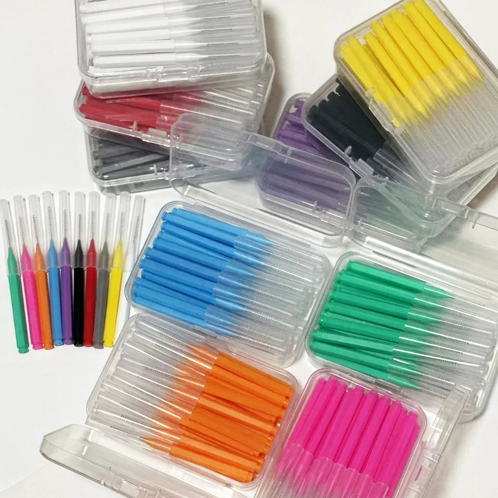 30/80/150/160Pcs I 형 푸시 풀 치간 칫솔 0.6-1.5Mm 치아 사이 청소 구강 관리 치열 교정 I 모양 치실