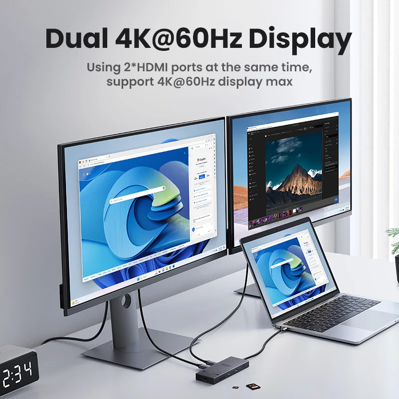 UGREEN USB C 허브 10-in-1 4K60Hz HDMI USB3.2 10Gbps PD100W RJ45 SDTF USB 분배기 노트북 Macbook Pro Air iPad 도킹 스테이션