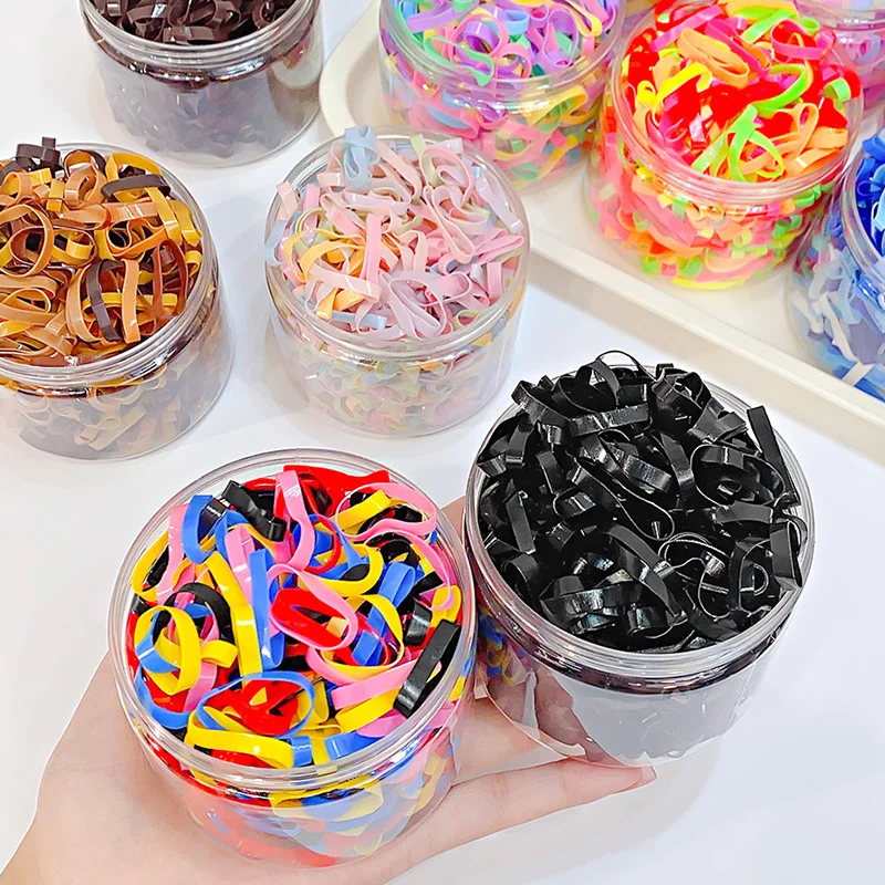 500PCS 여자를위한 업그레이드 된 두꺼운 탄성 헤어 밴드 여자 내구성 헤어 타이 고무 밴드 헤어 액세서리를 깨기 쉽지 않음