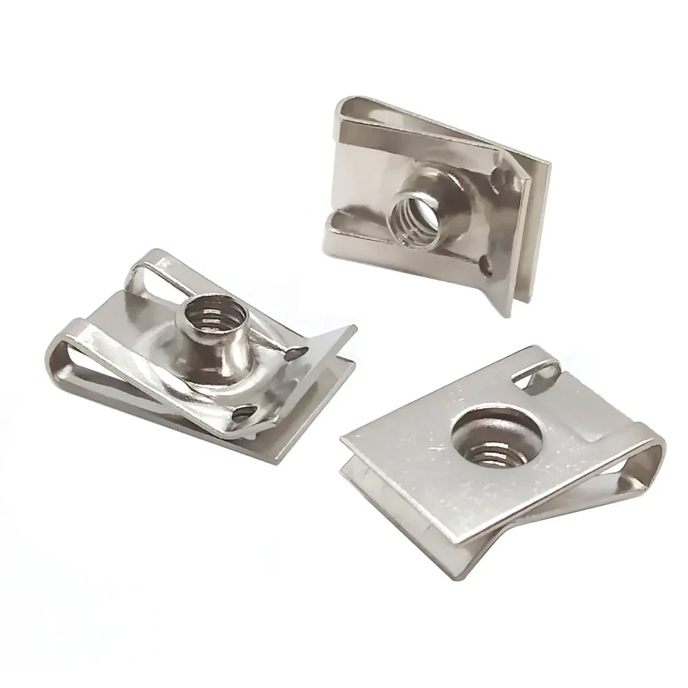 10pcs 스테인레스 스틸 U 형 클립 플레이트 리프 스프링 너트 M6 M5 M4 M8 8mm 5mm 6mm 4mm 리드 너트 자동차 오토바이 스쿠터 ATV