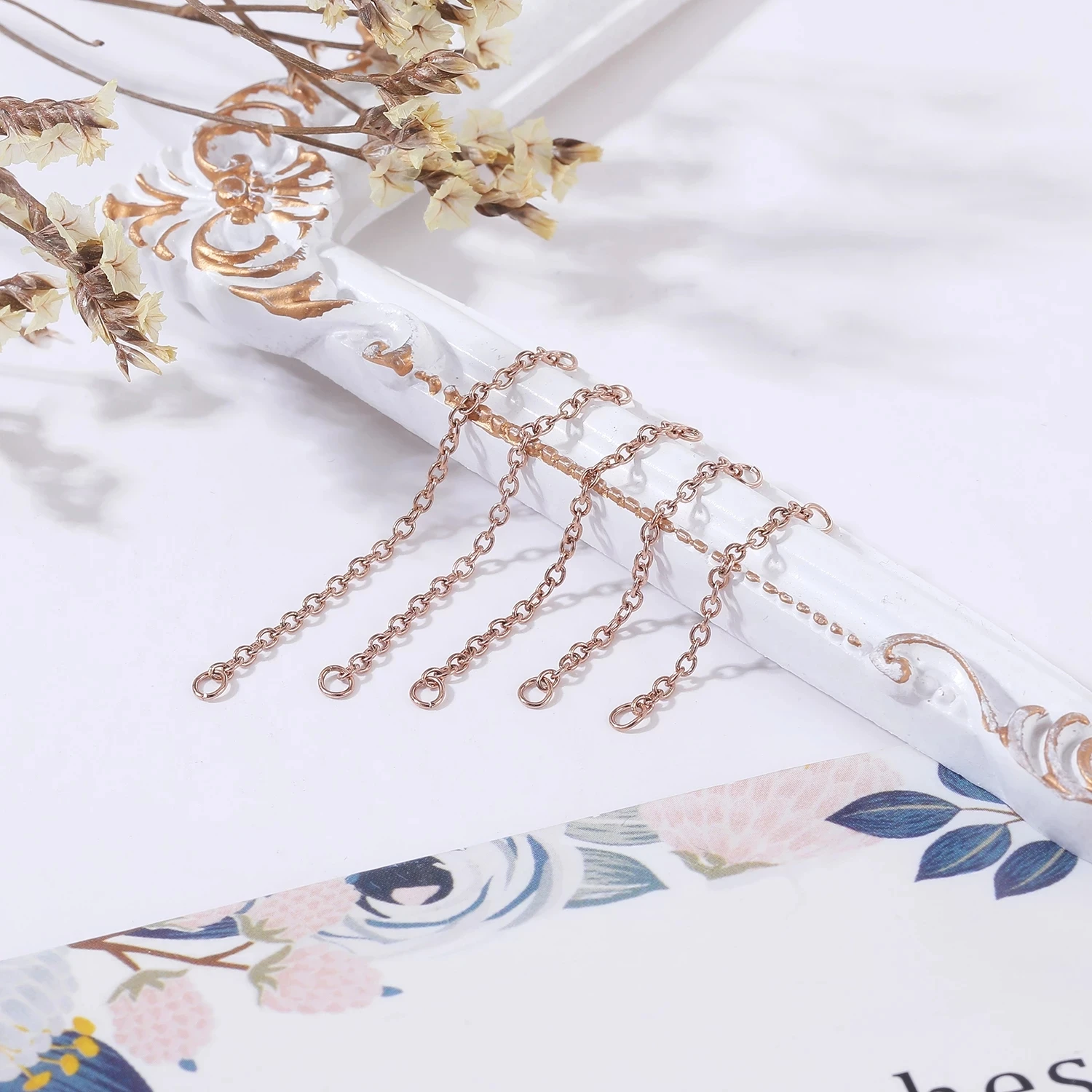 AOEDEJ 1PC 골드 컬러 코 체인 쥬얼리 스테인레스 스틸 산업 피어싱 체인 콧 구멍 체인 여성 바디 피어 싱 쥬얼리