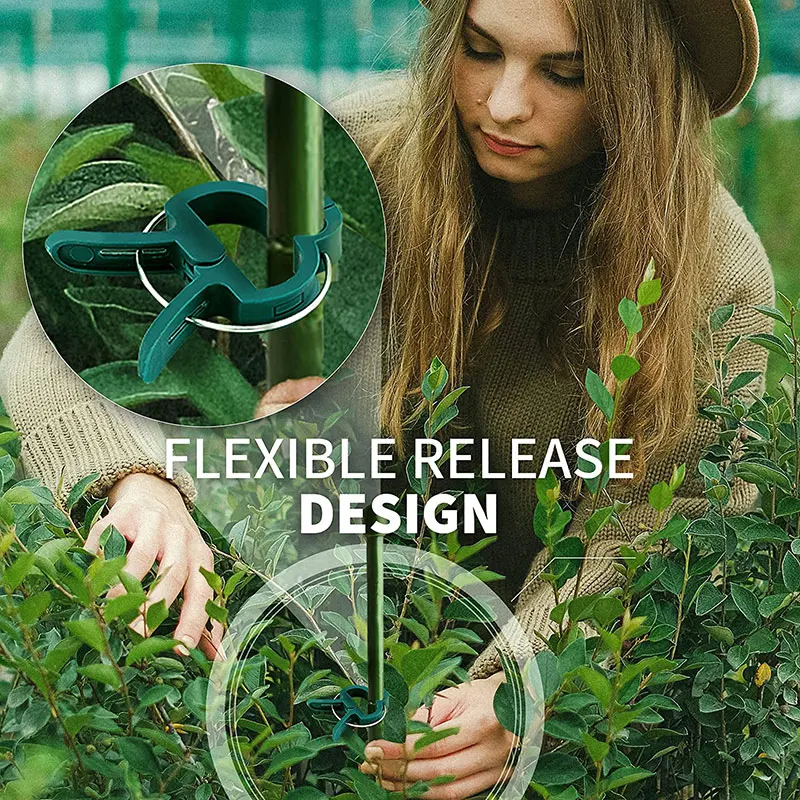식물 고정 클립 고정 식물을위한 재사용 가능한 정원 온실 브래킷 포도 나무 꽃 모종 토마토 지원 정원 용품
