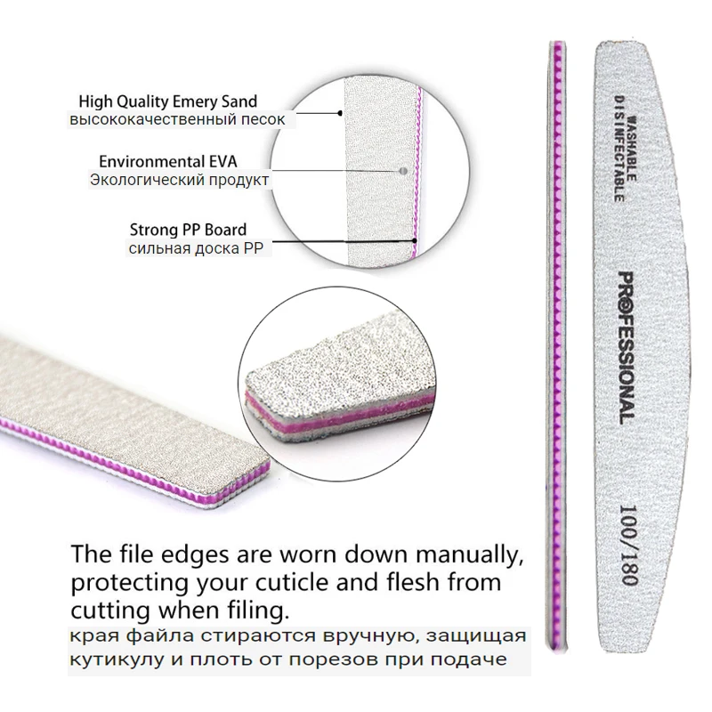5/10 Pcs 매니큐어 용 전문 네일 파일 그레이 보트 손톱 폴란드어 파일 80 100 180 240 에머리 보드 강력한 사포 손톱 파일