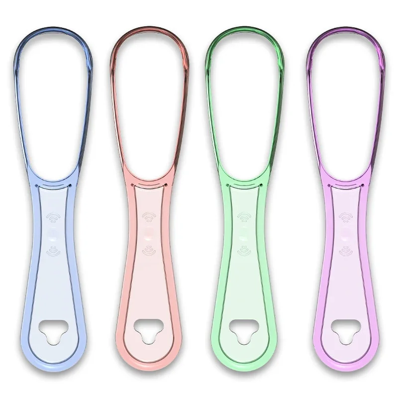 혀 클리너 1pcs 혀 클리너 혀 청소 스크레이퍼 재사용 가능한 구강 청소 스크레이퍼 여러 가지 빛깔의 구강 위생 관리 혀 브러쉬 도구