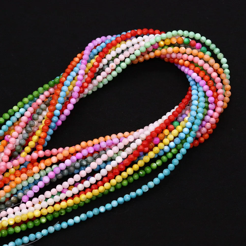 천연 쉘 비즈 라운드 모양 어머니 진주 보석 만들기위한 느슨한 격리 비즈 DIY 팔찌 목걸이, 2/3/4mm