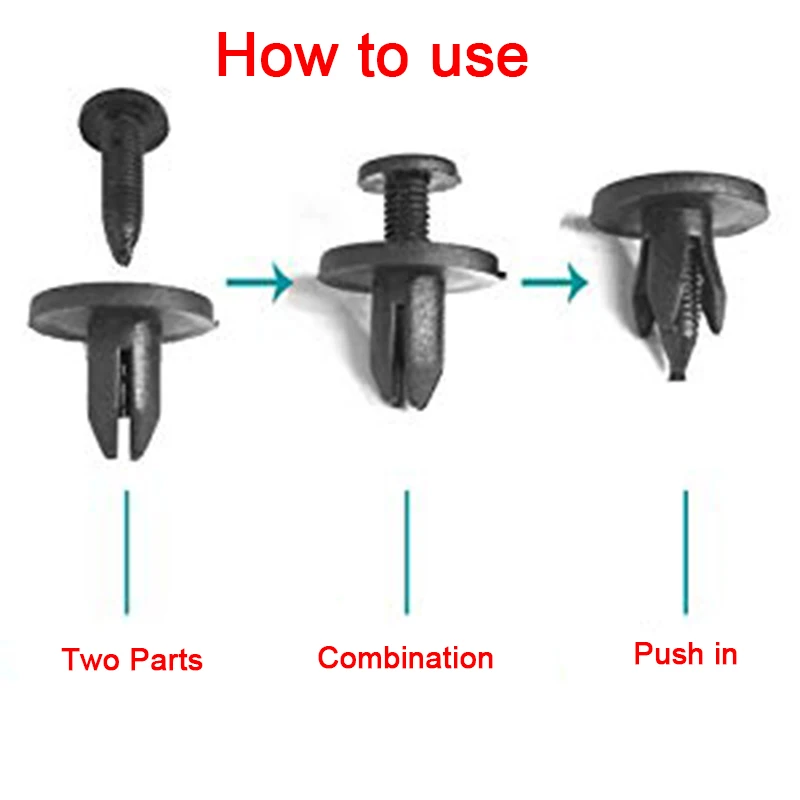 10 ~ 50pcs 자동차 6mm 구멍 플라스틱 리벳 패스너 푸시 클립 도요타에 대한 블랙 자동차 차량 도어 트림 패널 리테이너 패스너 클립