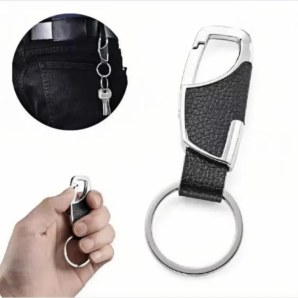 1/4PCS 개인화 된 가죽 접합 허리 교수형 자동차 키 체인 금속 열쇠 고리 체인 오토바이 열쇠 고리 액세서리 남자 선물