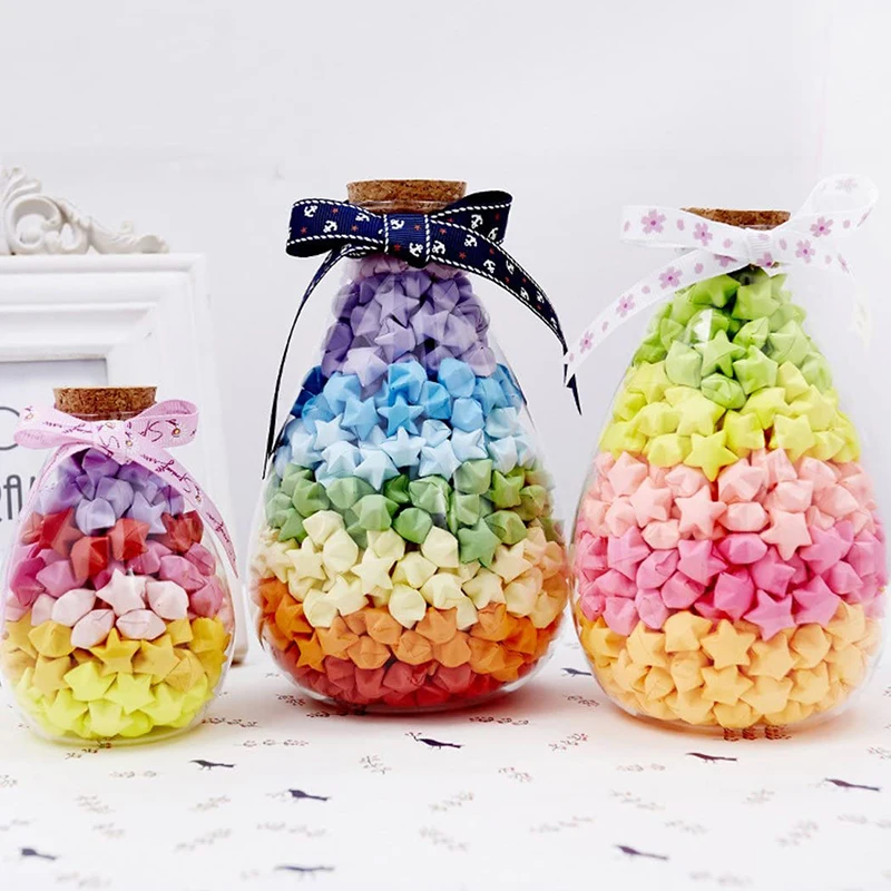 540 시트 종이 접기 별 종이 Strips27 색상 접는 종이 다채로운 양면 럭키 스타 종이 접기 DIY 핸드 아트 홈 장식 만들기