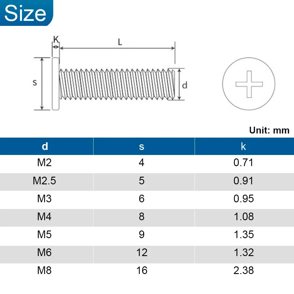 NINDEJIN Phillips 초박형 플랫 웨이퍼 헤드 나사 M1.6 M2 M2.5 M3 M4 M5 M6 탄소강 CM 컴퓨터 용 얇은 헤드 노트북 나사