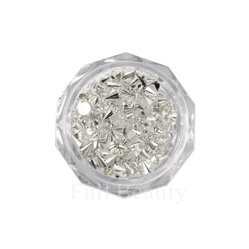 금색과 실버 혼합 금속 리벳 네일 참, 세련된 펑크 리벳 장식, 네일 액세서리, 1 개