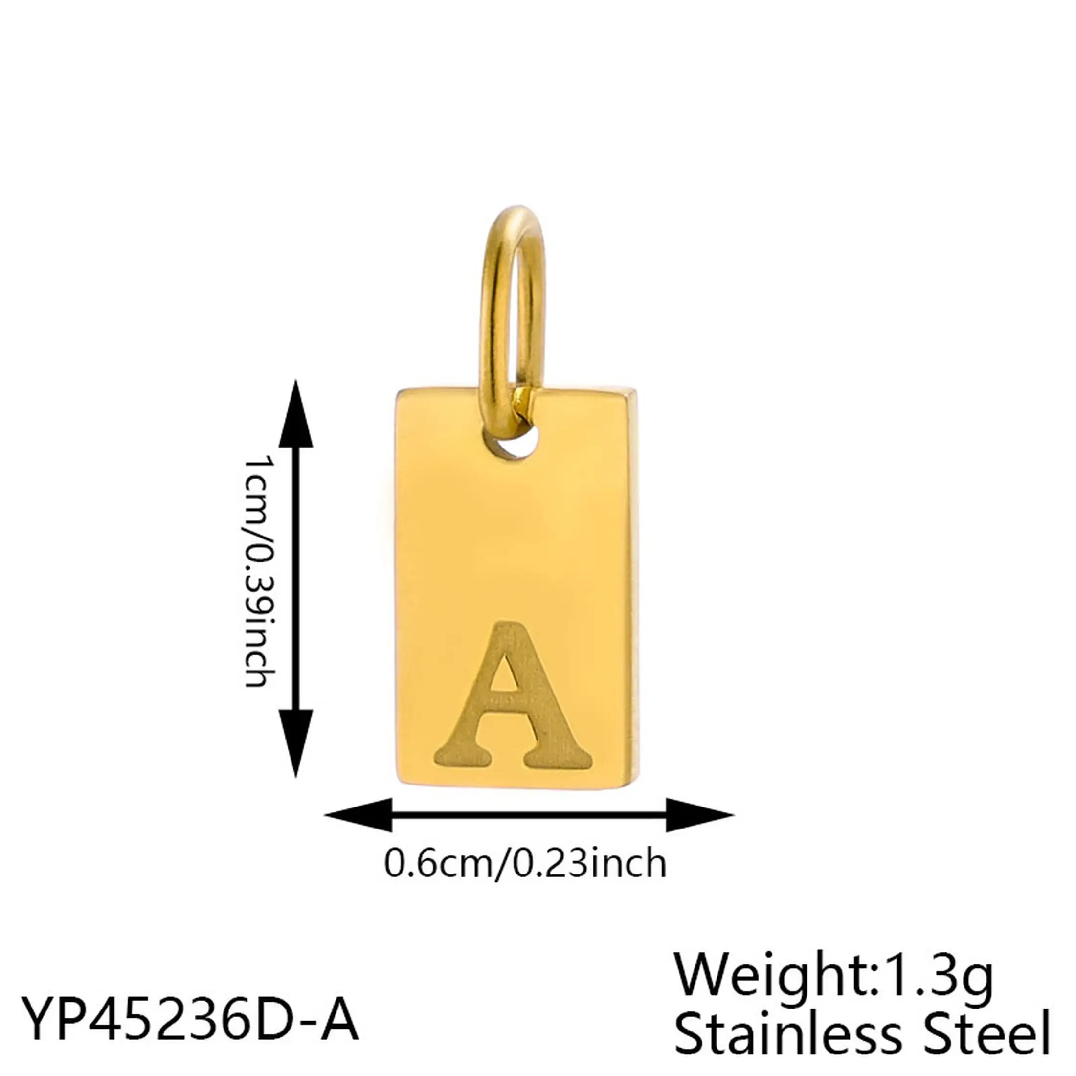 세련된 스테인레스 스틸 스퀘어 골드 컬러 펜던트 교수형 26 글자 DIY 팔찌 애완 동물 목걸이 목걸이 쥬얼리 만들기