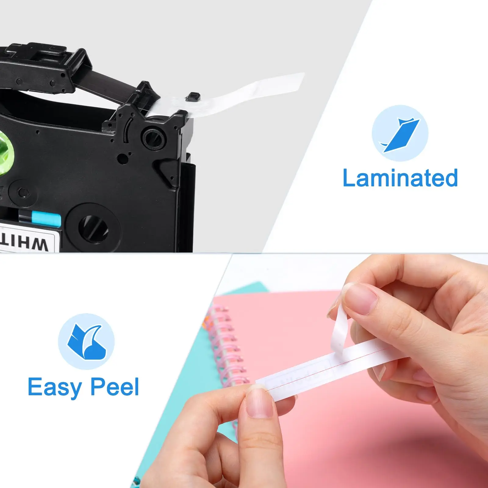 6/9/12/18/24mm 라벨테이프 리본끈 TZE231 TZE241 TZE251 TZE221 화이트 라미네이션 리본  형제 PT-H100/PTD600 호환